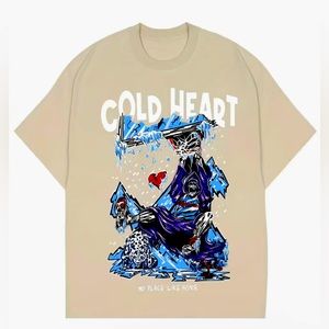 Mens Skull Collection Hills of Afghanistan Cold Heart XL Khaki T-Shirt Baby Blue